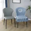 Housse de chaise matelassée avec motif de cerf brodé, tissu doux, ajustement universel élégant. - Grande Housse de Chaise Corne / Toujours avec toi gris