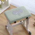 Student stool cushion thick rectangular memory foam cute elephant green plaid seat pad - Gentleman Elephant Green
