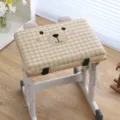 Detailed view of the cute bear patterned student chair cushion with thick memory foam filling. - Sweet Brown Bear - Khaki