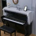 Housse de protection anti-poussière pour piano en dentelle blanche de style français élégant. - 48*260 cm / Chatons de saule beige