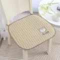 Thickened chair cushion with cute bear embroidery, non-slip seat pad for dining room home. - Quilted Non-Slip Good Morning Bear Cushion - Coffee