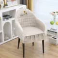 Fodera per sedia da pranzo elastica addensata con ricamo di girasole design beige - Girasole beige fulmine grande