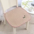 Thickened checkered chair cushion with cute puppy embroidery, non-slip seat pad for home and office. - Quilted Non-Slip Dachshund Cushion - Pink / Regular / Pink