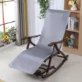 Gray rocking chair cushion detail showing textured geometric pattern and comfortable backrest fabric. - 50x160cm / Miracle Ice Silk Recliner Covers - Grey