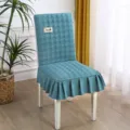 Housse de chaise de salle à manger matelassée turquoise avec volant, antidérapante. - Housse rembourrée chinoise verte Golden Key