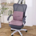 Ensemble de coussin de chaise de bureau ergonomique en tissu peluche avec broderie élégante. - Coussin de Siège + Coussin Lombaire / Violet