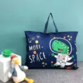 Waterproof cartoon quilt storage bag large capacity portable organizer for kids bedding clothing. - 62*44cm / Green Dinosaur