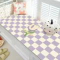 Crystal velvet bay window mat, checkered design tatami balcony cushion for all seasons home decor - 40*60cm / Purple Plaid Tulip