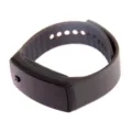 Close-up side view of a sleek black LED digital sports wristband with adjustable strap - Coffee