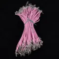 Manojo de cordones de cuero PU trenzado rosa de 3mm con cierres de langosta plateados - Rosa