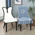 Fodera per sedia da pranzo trapuntata di lusso nordico con pizzo e grazioso ricamo di cervo. - Fodera per Sedia Coda di Rondine / Sempre con te grigio
