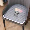 Coussin de chaise de salle à manger en fer à cheval avec broderie tulipe, antidérapant. - 44x45cm / Coussin en fer à cheval tulipe gris