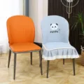 Housse de chaise de salle à manger motif panda mignon, housse universelle pour dossier. - Grand Dossier / Ours panda en chenille – gris