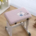 Thickened student desk chair cushion with cute rabbit embroidery and secure elastic straps. - Rouge Rabbit Pink