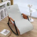 Housse de coussin pour chaise à bascule antidérapante matelassée avec broderie chien. - 50*150CM / Housse de fauteuil à bascule teckel gris