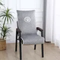 Grey diamond quilted mahjong chair cover with elegant swan embroidery for home office. - Swan / 52x150cm / Gray