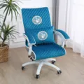 Quilted office chair cover set with armrest protectors and lumbar pillow, blue velvet design. - 50*133 Computer Office Chair Cover / Velvet Fabric Blue