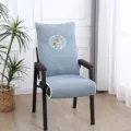Thickened quilted chair cover with elegant deer embroidery for home mahjong or tea room use. - Always with You / 52x150cm / Gray