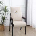 Quilted mahjong chair cover with cute deer embroidery, comfortable seating protector for home. - Always with You / 52x150cm / Beige