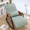 Ensemble de coussins pour chaise à bascule vert matelassé avec broderie de chien pour salon. - 50*150CM / Housse de fauteuil à bascule teckel vert avec coussin lombaire