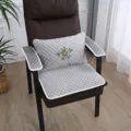 Grey quilted office chair cushion set with embroidered floral design for daily use. - 50*50 Seat Cushion / Blooming Flowers - Grey