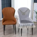 Luxury shell dining chair cover quilted anti-slip universal dustproof seat cushion protector. - Shell Style (With Armrests) / Gray