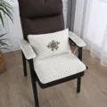 Thickened Mahjong Chair Cushion Set Quilted Office Seat Pad with Floral Embroidery Home - 50*50 Seat Cushion / Blooming Flowers - Beige