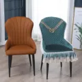 Luxe eetkamerstoel hoes set, gewatteerd schelpenkussen met elegante kanten randen thuis. - Schelp Stijl (Met Armleuningen) / Groen