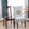 Elegant quilted dining chair cover with gold lace embroidery, comfortable home seat pad set. - One Size / Gray