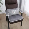 Grey quilted chair cushion set with swan embroidery, thickened soft pad for office chair. - Gray Velvet Fabric