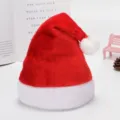 Gorro de Papá Noel de felpa roja y blanca para fiestas de Navidad y decoración - Talla única / Gorro Rojo con Pompon Pequeño
