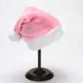 Suave gorro de Papá Noel de felpa rosa y blanco en soporte para decoración fiesta - Talla única / Rosa (Pompon Grande)