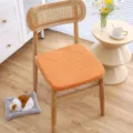 Thickened chair cushion with modern geometric texture, comfortable seat pad for office and home. - Diamond Plaid Orange Cushion with Core
