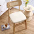Thickened memory foam chair cushion with elegant embossed floral design for home and office. - Floral Beige Cushion with Core
