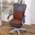 Ensemble coussin et dossier de chaise de bureau en peluche marron, assise ergonomique. - Coussin de Siège + Coussin Lombaire / Marron
