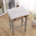 Thickened plush stool cushion with straps, soft warm winter seat pad for classroom home. - 35CM*25CM / Horizontal Stripe Rabbit Plush Beige