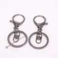 Detail view of gunmetal lobster clasp keychain set for DIY jewelry and bag hardware. - 8-Shape Clasp 3-Piece Set / Gunmetal