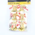 Set of 6 golden Christmas bell ornaments with red bows and Merry Christmas script - 3.5CM Pack of 6 / Gold