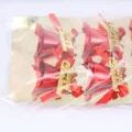 Detail of 6-piece red Christmas bells with gold Merry Christmas lettering and red bows - 3.5CM Pack of 6 / Red