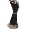 Detalle de cordones de pulsera de cuero PU trenzado negro 3mm con cierres de mosquetón plata - Negro