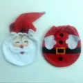 Detailed view of Santa Claus themed decorative toilet lid cover and tank rug set - New Style Santa Claus