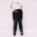 Close-up of portable black mini Phillips and flathead screwdriver tools on a keychain - Screwdriver Set (Slotted + Phillips) / Black