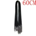 Cordón de collar encerado negro de 60 cm con cierre de mosquetón y extensión para joyas DIY - Cierre Bañado en Oro Blanco / 1.5mm (60CM+5CM) / Negro