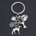 Llavero plateado tema perro con dijes de huella, hueso y corazón para amantes. - Tema Mi Perro (4)