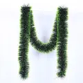 Two-meter dark green Christmas tinsel garland for festive party and home decor - 2 Meters Long / Dark Green with Green Edge