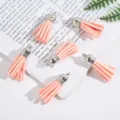 Pink faux suede leather tassels with silver metal caps for DIY jewelry and accessory making - 5 Pieces / Light Pink