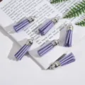Purple faux suede tassels with silver metal caps for DIY jewelry making and crafts - Purple