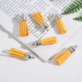 Yellow faux suede tassels with silver metal caps for DIY jewelry making - Gold Yellow