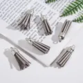 Set of 6 grey Korean velvet tassels with silver caps for DIY jewelry making crafts - Set of 6 / Light Gray