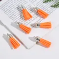 Vibrant orange faux suede tassels with silver caps for DIY jewelry and craft making - Set of 6 / Orange